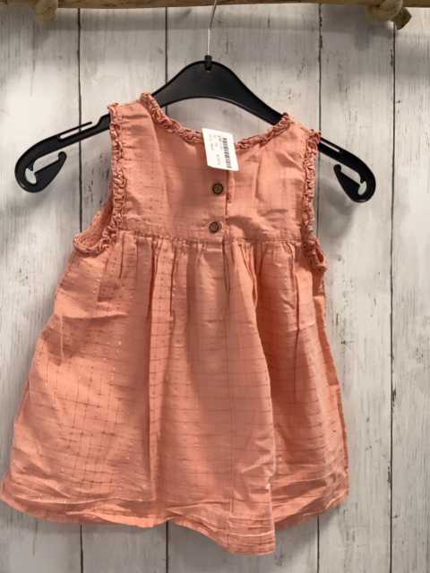 Next  Sommerbluse  Gr. 116  lachs bronze Glitzerkaros Rüschenbund 