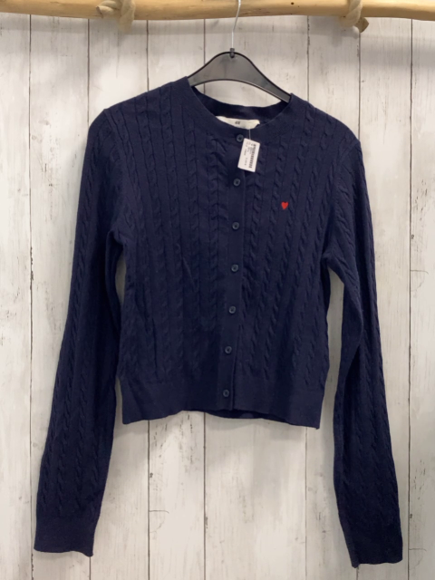 H&M  Strickjacke  Gr. 170  blau Zöpfe 