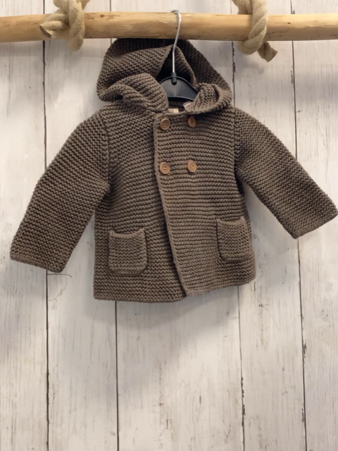 Zara  Strickjacke  Gr. 68  braun Rippen Kapuze 