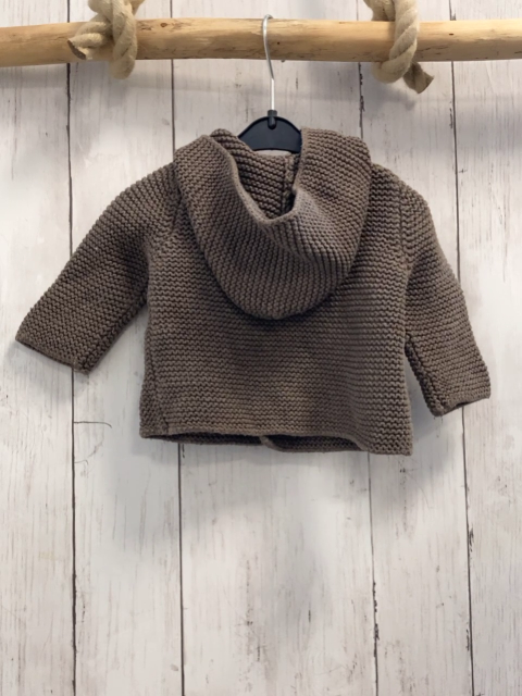 Zara  Strickjacke  Gr. 68  braun Rippen Kapuze 