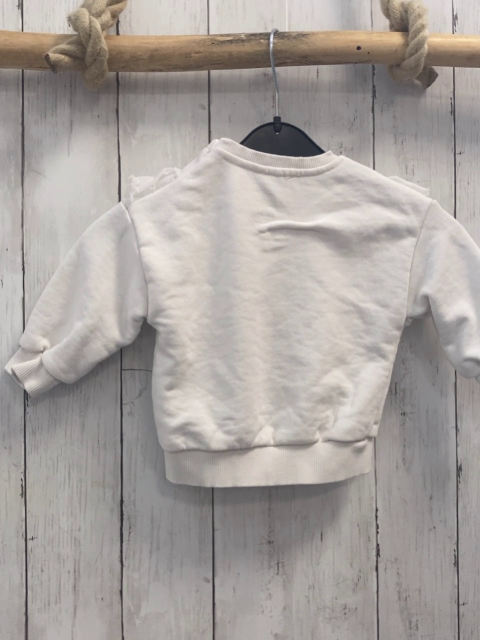 Pullover  Gr. 74  weiß Rüschen goldenes Herz + goldene Fußspuren 