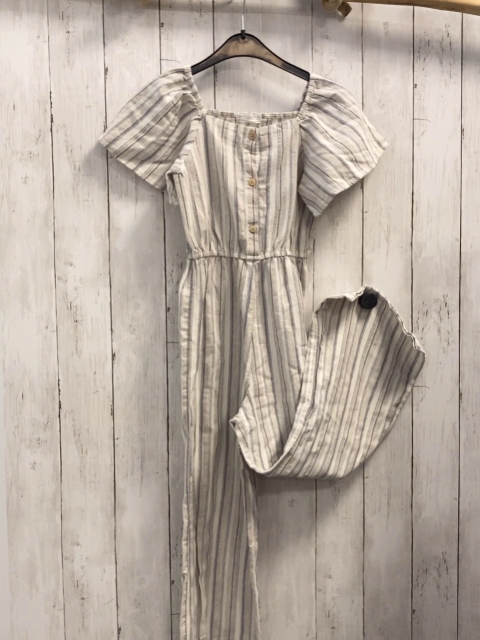 Zara  Jumpsuit  Gr. 134  weiß grau dunkelgraue Streifen 
