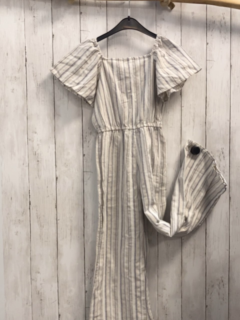 Zara  Jumpsuit  Gr. 134  weiß grau dunkelgraue Streifen 