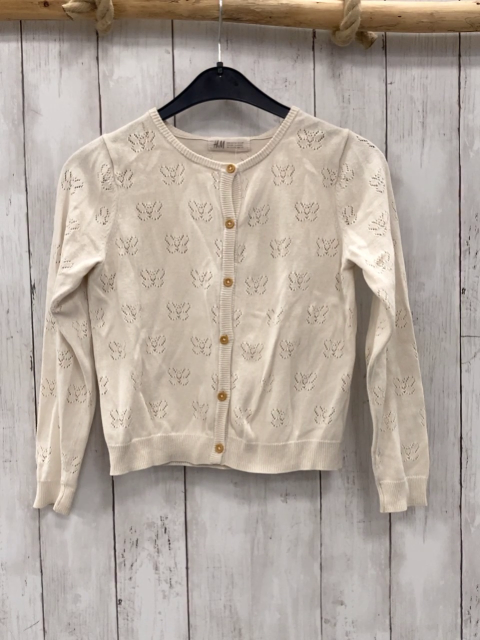 H&M  Strickjacke  Gr. 122  beige Lochmuster 