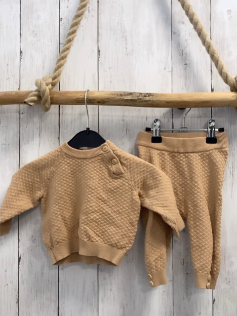 2tlg Alana  Pullover + Jogginghose Gr. 62  beige Rauten Strick 