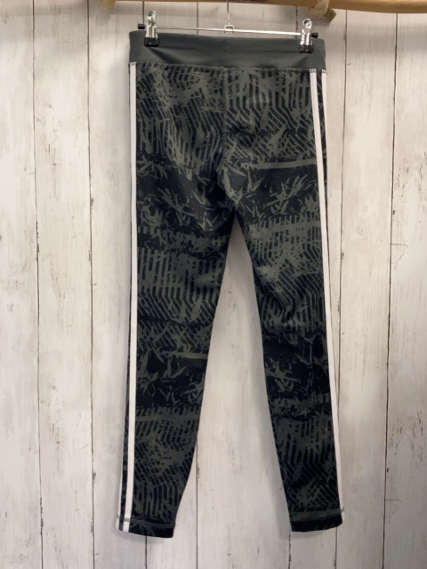 Adidas  Sportleggings  Gr. 152  grau schwarzer Druck weiße Seitenstreifen 