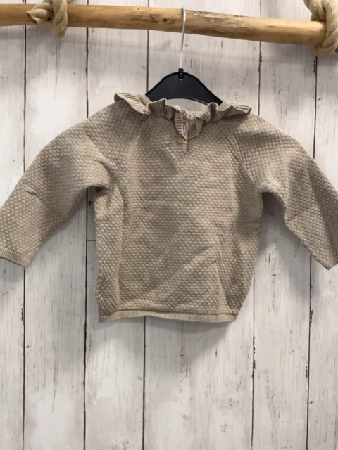   Pullover  Gr. 80  grau Strick Wabenmuster Rüschenkragen