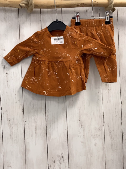 2tlg Pre Natal  Langarmshirt + Leggings  Gr. 56  braun weiß orange Punkte + Sterne 