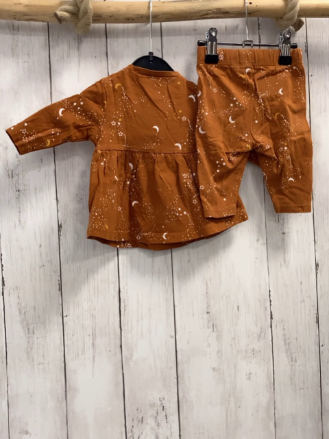 2tlg Pre Natal  Langarmshirt + Leggings  Gr. 56  braun weiß orange Punkte + Sterne 