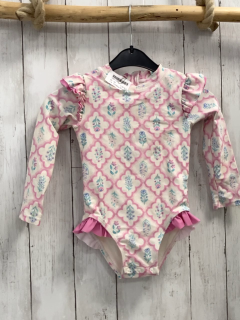 Cynthia Rowley  UV-Schutzanzug  Gr. 98  weiß rosa pink Rauten BlumenRüschen 