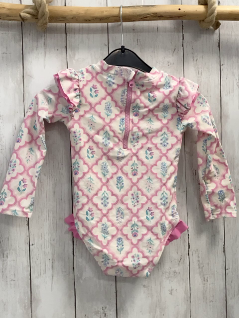 Cynthia Rowley  UV-Schutzanzug  Gr. 98  weiß rosa pink Rauten BlumenRüschen 