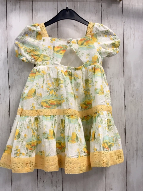 Joie  Kleid  Gr. 92  weiß Blumen gelbe Blumenborten 