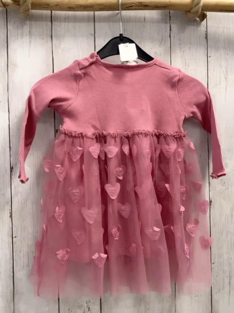   Kleid  Gr. 86  rosa Rippenoberteil Tüllüberrock mit Herzen 
