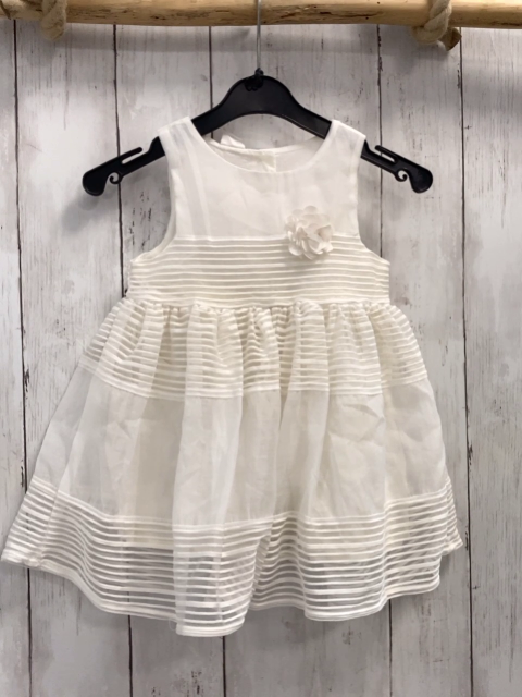 H&M  Kleid  Gr. 80  weiß mit Streifen + Rosette 