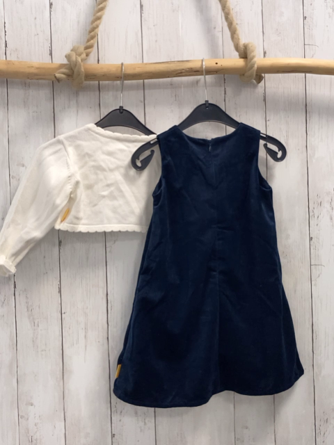 2tlg Steiff  Kleid + Strickjacke  Gr. 86  blau Samt + weiß 