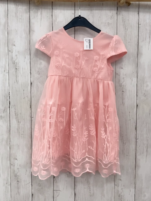   Kleid  Gr. 98  rosa Tüllüberkleid mit Blumenstickerei 