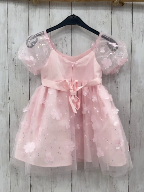   Kleid  Gr. 104  rosa Tüllüberkleid mit Blumen und Pailetten 