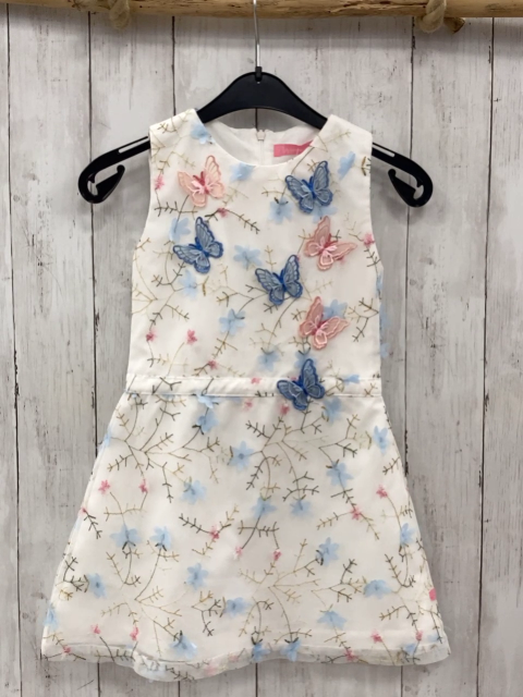 Peppermint  Kleid  Gr. 104  weiß Tüllüberkleid mit Schmetterlingen + Blumen + gestickten Ästen