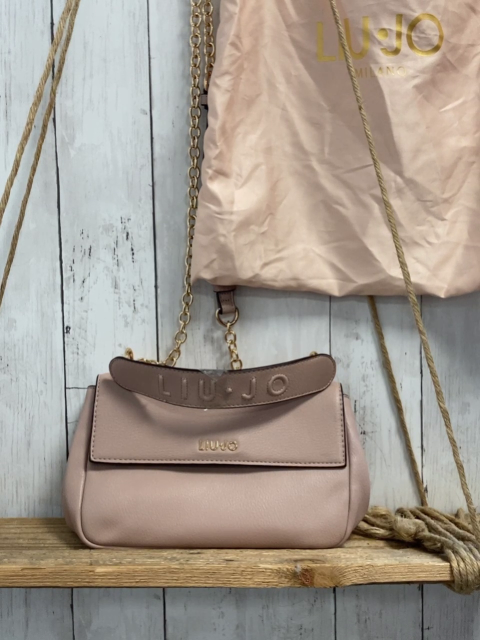 Liu-Jo  Tasche mit Beutel  altrosa goldene Schrift + Kette innen Leoprint