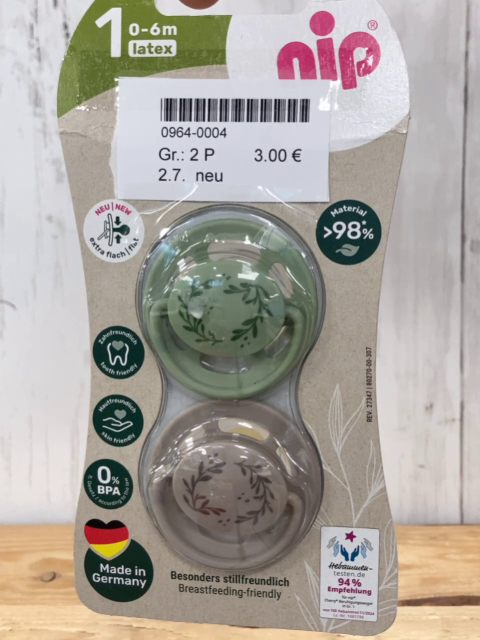 neu 2 Schnuller    kiwi grau mit Kartonverspackung 