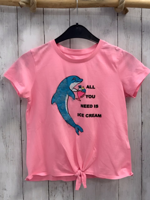   T-Shirt  Gr. 146  rosa Delfin mit Plättchen Schrift 