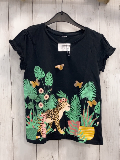   T-Shirt  Gr. 122  schwarz Leopard Schmetterlinge Gräser 