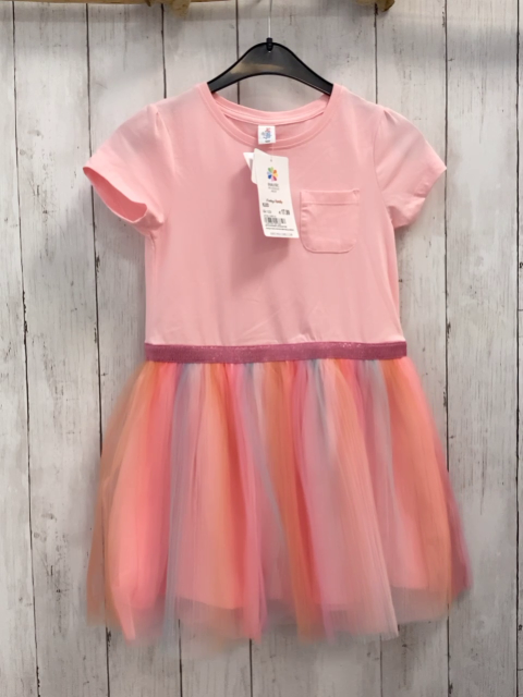 neu  Kleid  Gr. 122  rosa Oberteil bunter Tüllüberrock 