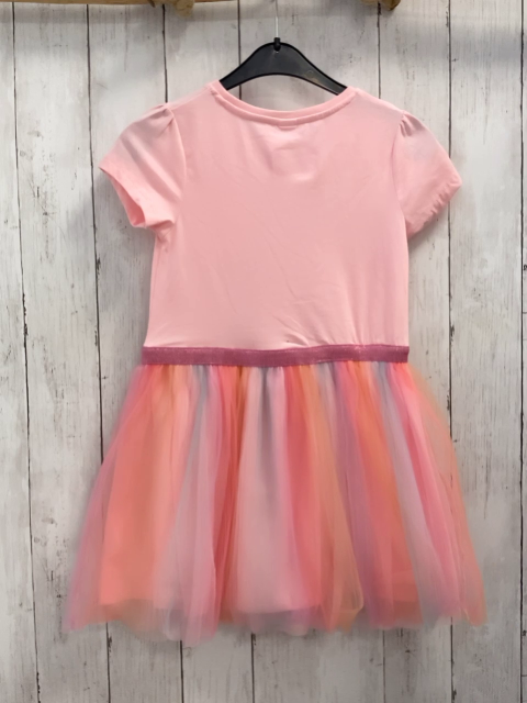 neu  Kleid  Gr. 122  rosa Oberteil bunter Tüllüberrock 