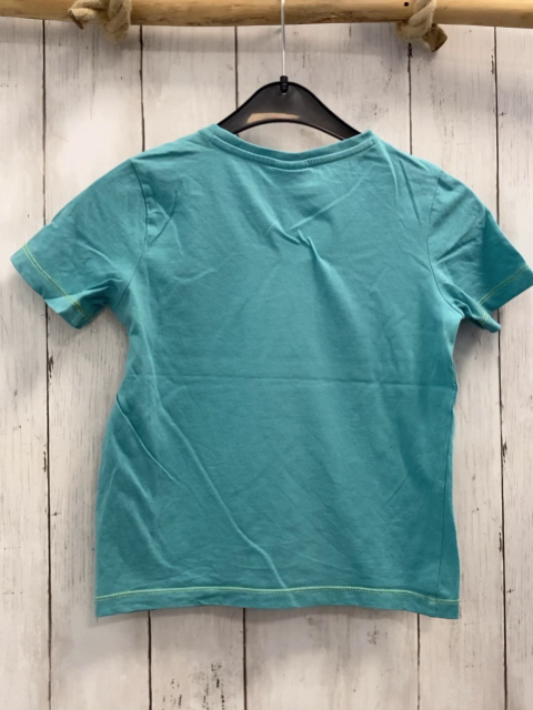 S´Oliver  T-Shirt  Gr. 116  türkis bunter Druck weiße Schrift 