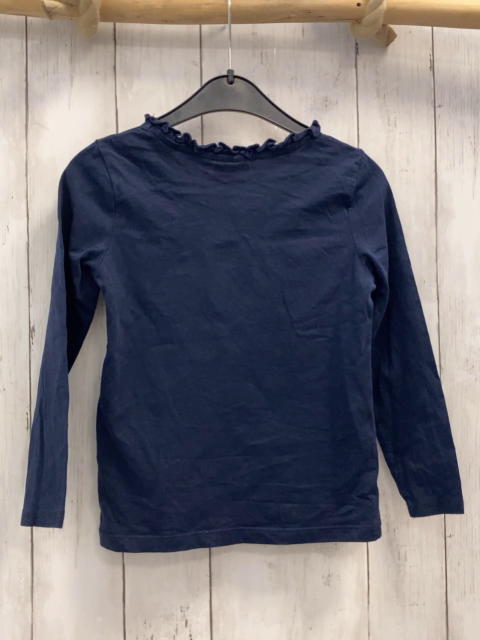   Langarmshirt  Gr. 110  blau Rüschenbund Plüschschrift silber Pailetten 
