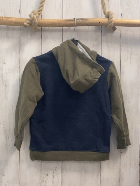  Pullover  Gr. 110  blau kiwi Ärmel Bauchtasche + Kapuze 