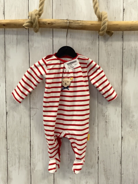 Steiff Schlafanzug Gr. 50  weiß rote Streifen Bärenkopf