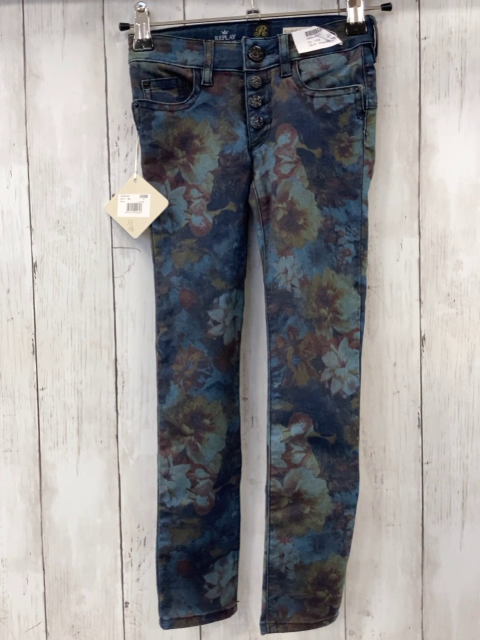 Replay neu Hose Gr. 104  blau grün Blumen Bund verstellbar