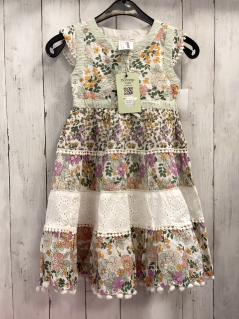 neu Domino Girl  Kleid  Gr. 104  weiß bunte Blumen + mint weiße Streifen 