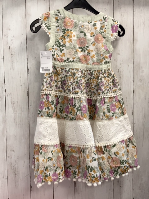 neu Domino Girl  Kleid  Gr. 104  weiß bunte Blumen + mint weiße Streifen 