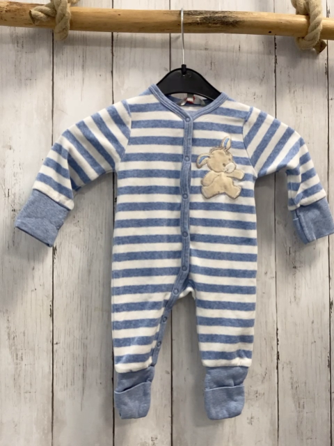 Kanz Strampler  Gr. 62  hellblau weiße Streifen Nick Esel 