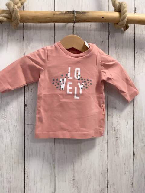 Name it  Langarmshirt  Gr. 56  rosa weiße Schrift graue Herzen 