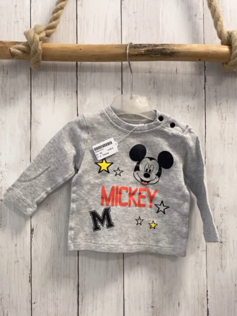 Disney  Langarmshirt  Gr. 62  hellgrau Mickey Mouse Schrift 