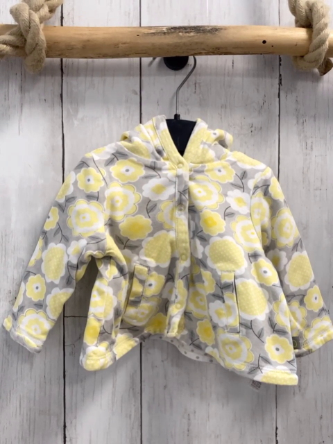  Sweatjacke  Gr. 68  hellgrau weiße gelbe Blumen 