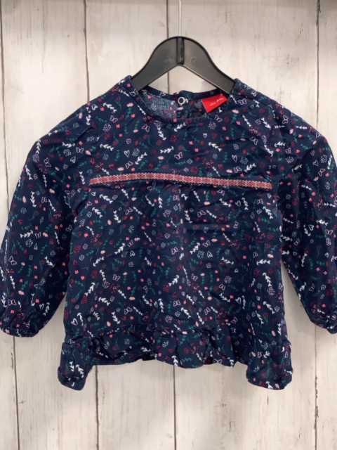 S´Oliver  Bluse  Gr. 80  blau Blumen Zackenstreifen Schmetterlinge 