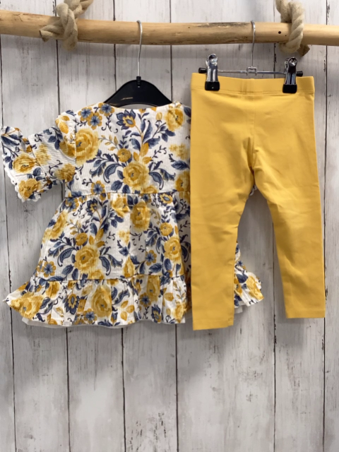 2tlg Tommy Bahama  Kleid + Leggings  Gr. 80  weiß blau mais Blumen + mais 