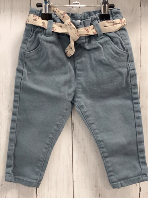 Vertbaudet  Hose  Gr. 74  petrol mit beige Blumengürtel 