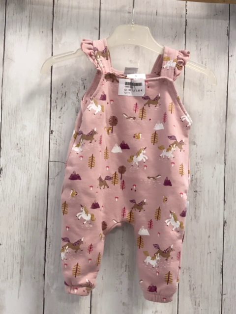   Latzhose  Gr. 68  rosa Einhörner Tannen 
