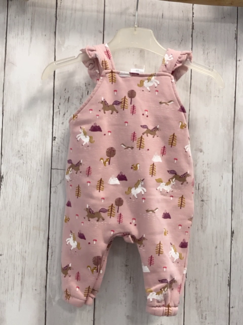   Latzhose  Gr. 68  rosa Einhörner Tannen 