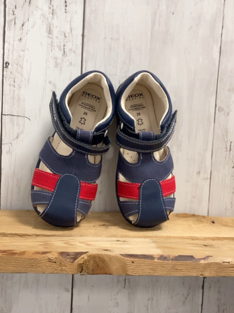 neu Geox  Halbsandalen  Gr. 25  blau rot weiße Nähte 