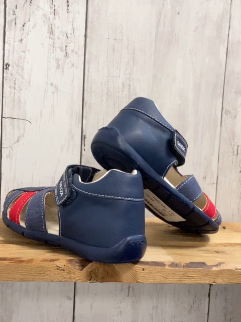 neu Geox  Halbsandalen  Gr. 25  blau rot weiße Nähte 