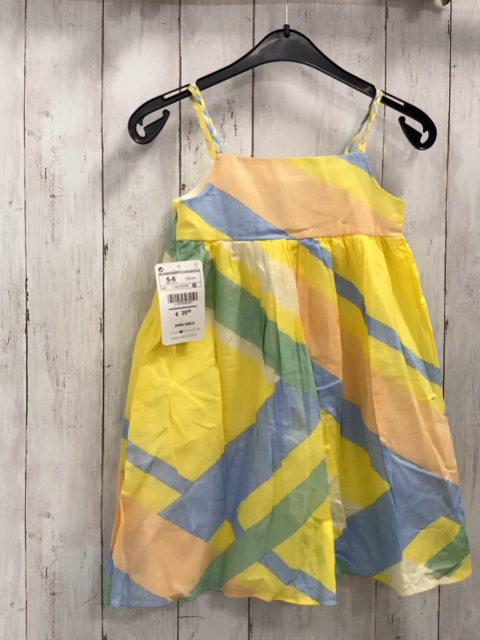 neu Zara  Kleid  Gr. 116  schräge gelb aricot hllblau creme grüne Streifen NP 25,95 € 
