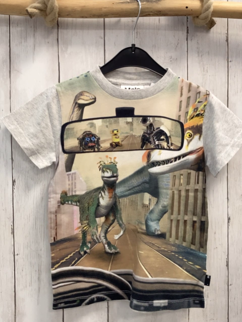 Molo  T-Shirt  Gr. 110  hellgrau Bild mit Dinos 