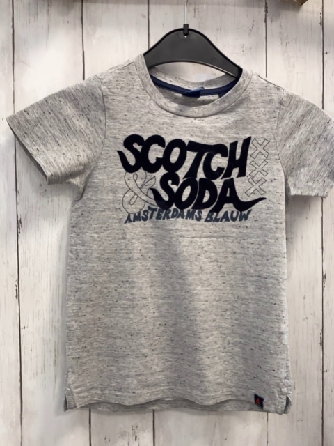 Scotch & Soda  T-Shirt  Gr. 110  hellgrau schwarze Schrift 