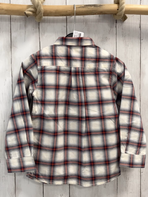 Jacadi  Hemd  Gr. 110  weiß hellgrau rost schwarze Streifen 